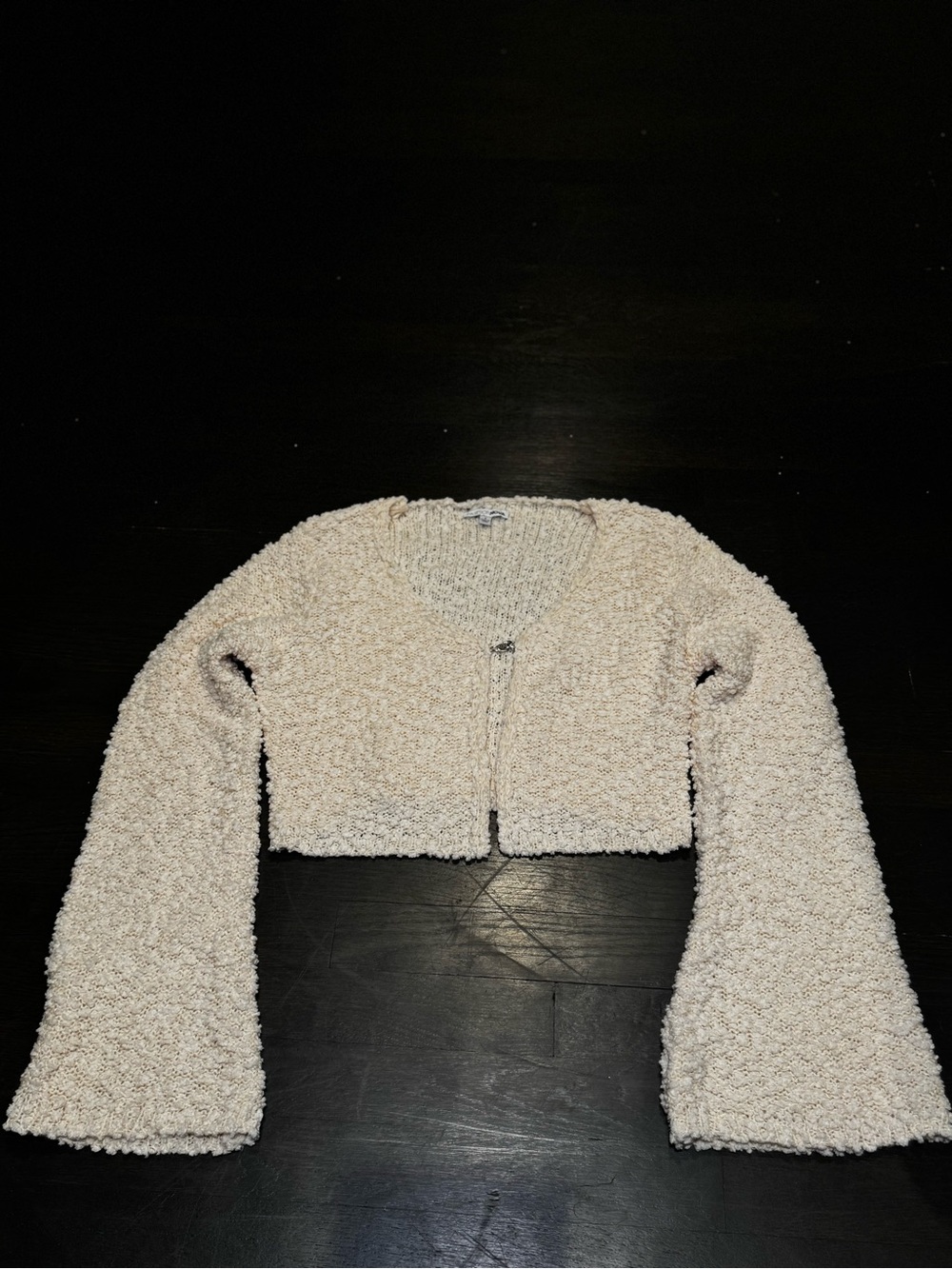 Cropped Bouclé Knit Jacket - Cream